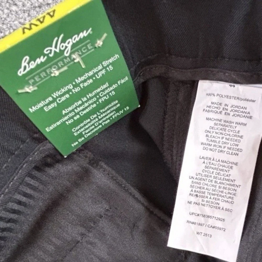 Ben Hogan Performance Mens Golf Shorts Black Flat Front Size 44 Caviar NEW